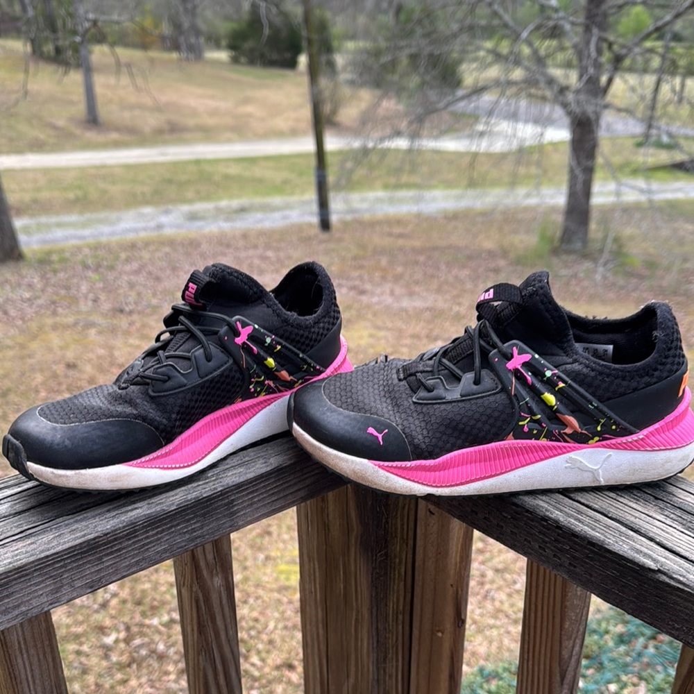 Puma Black and Pink Athletic Shoes